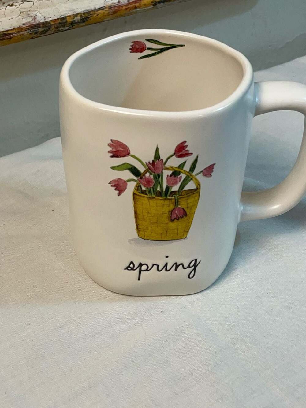Rae Dunn Artisan Collection Spring Tulip Basket Mug